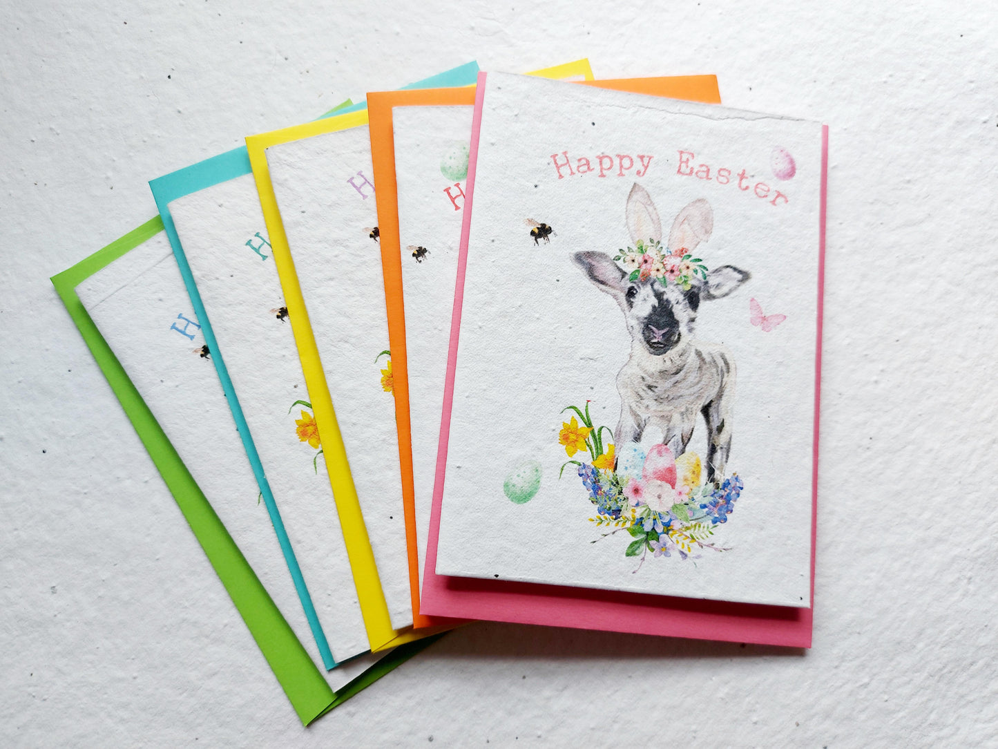 Pack of 5 Easter plantable A6 seed cards with coloured envelopes