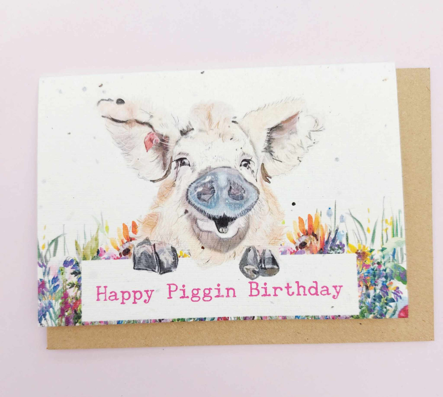 Piggy plantable Seed paper Cards-Happy piggin birthday- eco friendly