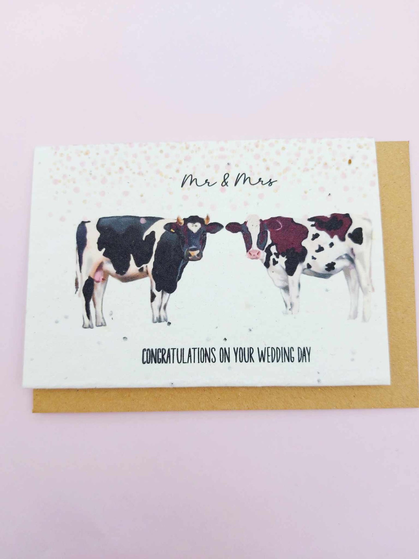 PLANTABLE wedding card- Dairy cows- Frieisians- Holsteins -  Eco and VEGAN friendly Wildflower cards - Seed paper cards  -- Plantable Wedding card