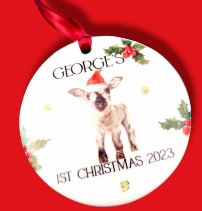 Christmas Personalised Ceramic Bauble 2024 -  Custom Festive Ornament- Our first Christmas- Babys first Christmas-Our 1st Christmas as a family of