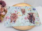 Spring themed Farmhouse Kitchen Decor  Highland cows - Chinchilla glass farm themed work surface saver - Chopping board - Pastel Kitchen items