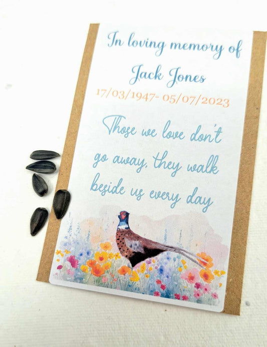 Funeral Favours Personalised - Sunflower seed packets - In Loving Memory Funeral Memorial Remembrance - Envelopes Seeds-  Memorial Keepsake