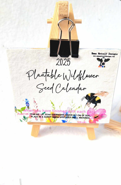 2025 Grow me Calendar Eco-Friendly Plantable Seed Calendar 2025 - 2 Sizes - 13 Pages - Emma Metcalf Designs