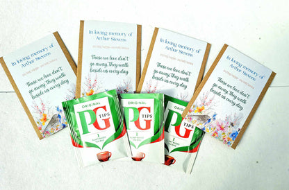 Funeral Favours Personalised - Remember me tea bag favours - cup of tea- In Loving Memory Funeral Memorial Remembrance - Tea bag included