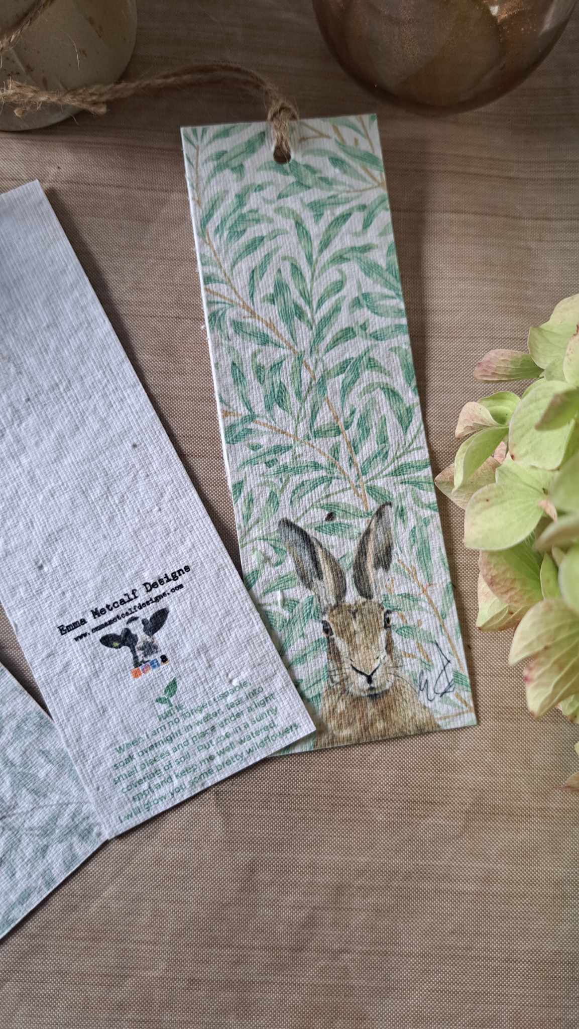 Pack of 2 Plantable Wildflower Bookmarks | Eco-Friendly Gift | Corporate gifts | Emma Metcalf Designs | Sustainable Seed Paper Bookmark