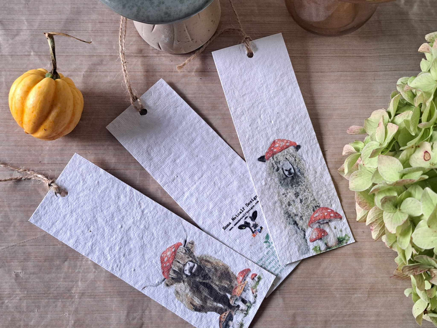 Pack of 2 Plantable Wildflower Bookmarks | Eco-Friendly Gift | Corporate gifts | Emma Metcalf Designs | Sustainable Seed Paper Bookmark