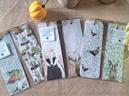 Pack of 2 Plantable Wildflower Bookmarks | Eco-Friendly Gift | Corporate gifts | Emma Metcalf Designs | Sustainable Seed Paper Bookmark