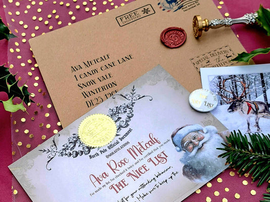 Bespoke Personalised nice list Certificate, Badge, polaroid -Santa nice list certificate -Christmas Eve Box Filler-Christmas letter from North pole