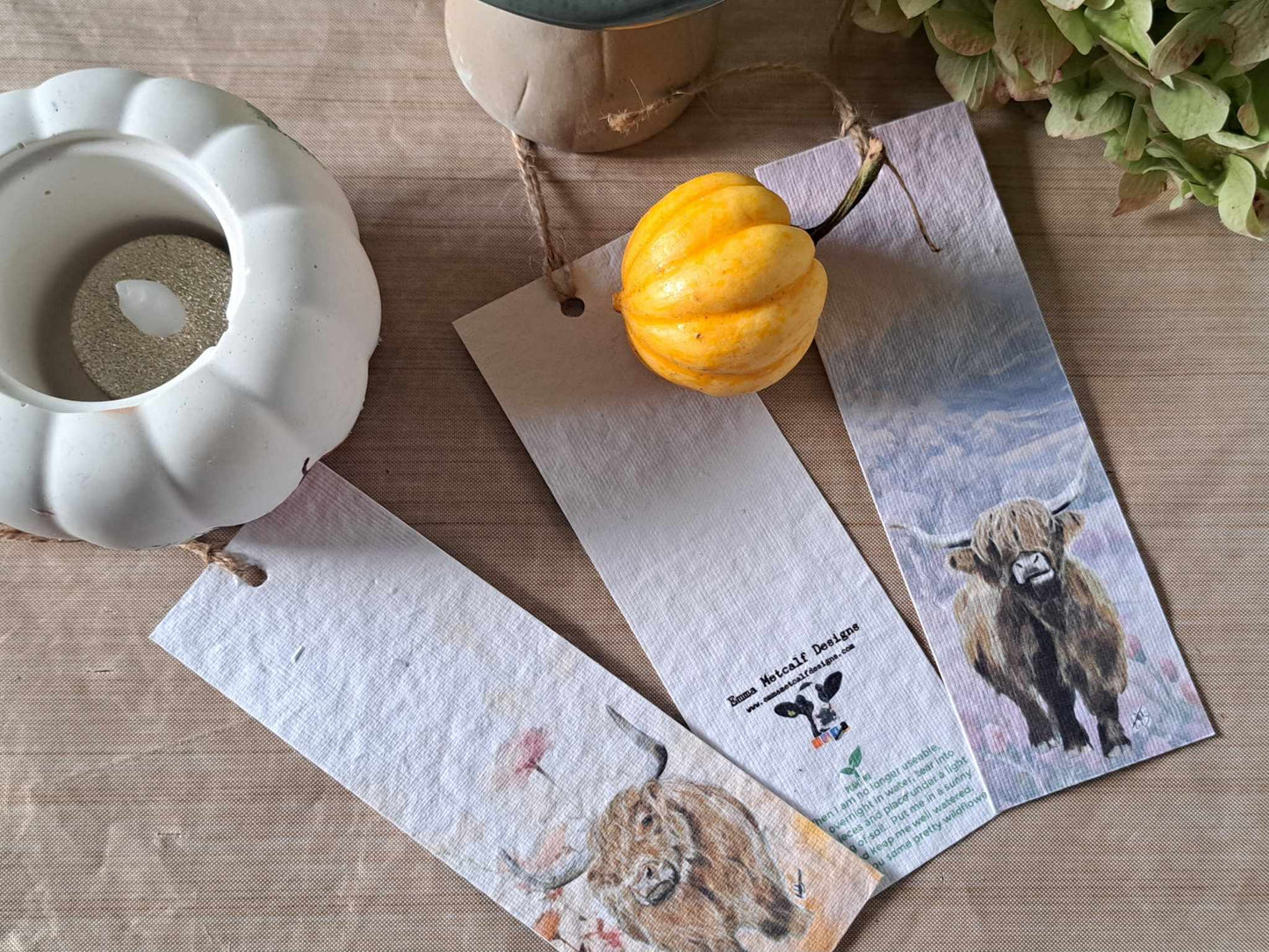 Pack of 2 Plantable Wildflower Bookmarks | Eco-Friendly Gift | Corporate gifts | Emma Metcalf Designs | Sustainable Seed Paper Bookmark