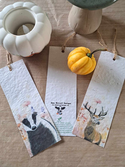 Pack of 2 Plantable Wildflower Bookmarks | Eco-Friendly Gift | Corporate gifts | Emma Metcalf Designs | Sustainable Seed Paper Bookmark