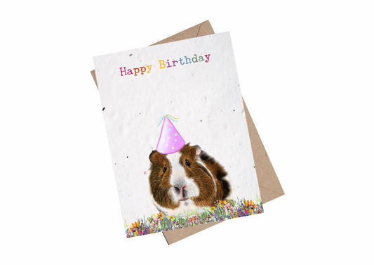 PLANTABLE Guinea pig  Birthday Seed Cards  - Eco and VEGAN friendly Wildflower cards - Seed paper cards  - Plantable cards