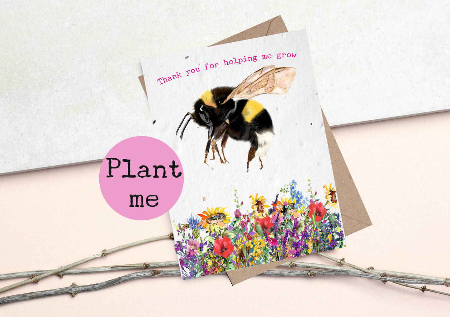 PLANTABLE Teacher Seed Cards- Bee Cards - Wildflower cards - Teacher thankyou cards -Thankyou for helping me grow