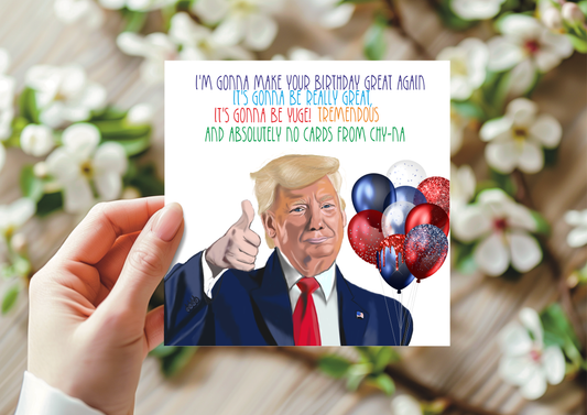 Presidential election - Donald Trump - Funny Birthday Card-President Trump- Trump memes-Sarcastic-Witty-Funny -USA- For Him-Her - Funny Cards-Chy-na-Popular gifts