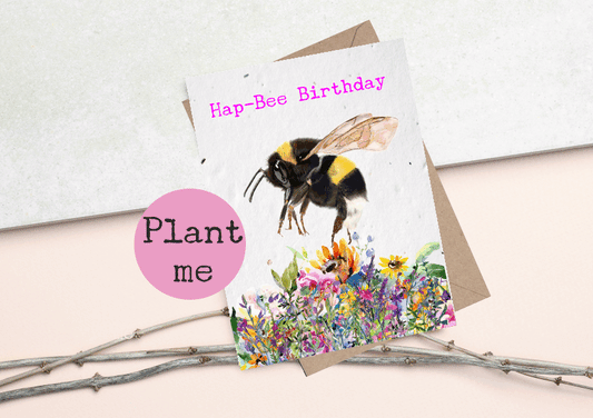 ECO and VEGAN Friendly - PLANTABLE Birthday Seed Cards - Bee Cards - Wildflower cards - Seed paper cards -Save the bees  - Plantable cards