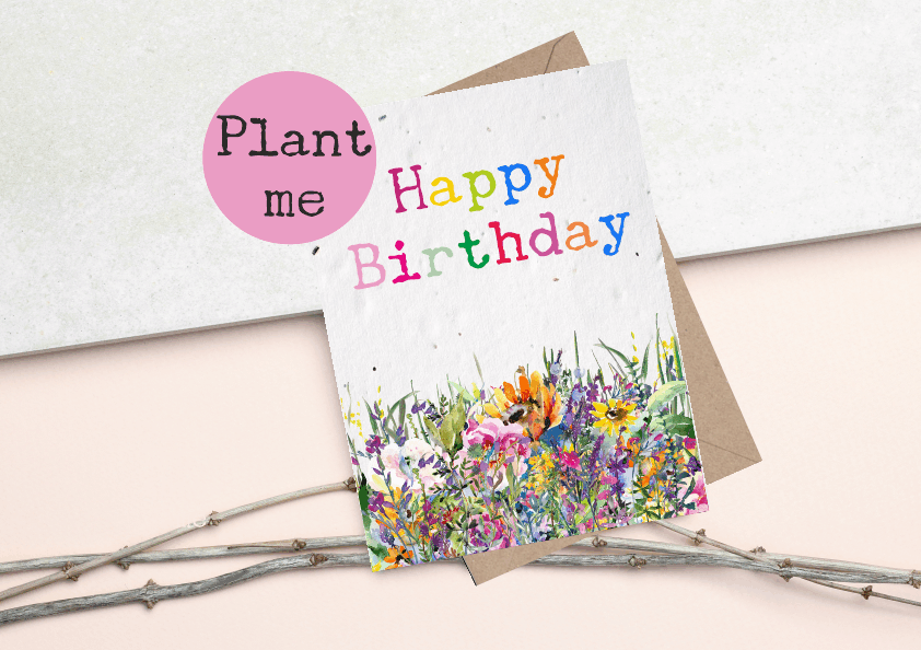 Plantable Floral wildflower Birthday card Eco and vegan friendly